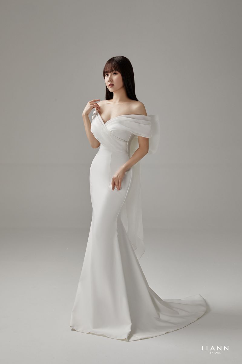 Đầm cưới đuôi cá cao cấp 2019 dành cho cô dâu eo thon thanh lịch nơ |  Shopee Việt Nam